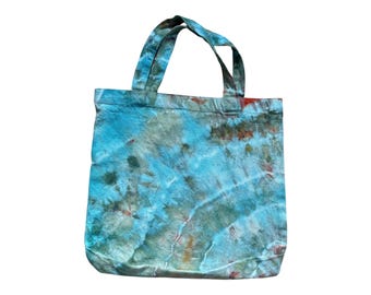 Ice Dyed Small Canvas Tote Bag: Colorful Hand-Dyed Market Tote