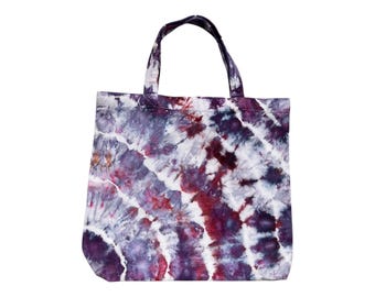 Ice Dyed Small Canvas Tote Bag: Colorful Hand-Dyed Market Tote
