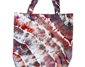 Ice Dyed Small Canvas Tote Bag: Colorful Hand-Dyed Market Tote