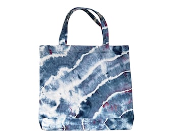 Ice Dyed Small Canvas Tote Bag: Colorful Hand-Dyed Market Tote