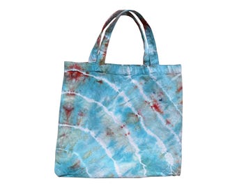 Ice Dyed Small Canvas Tote Bag: Colorful Hand-Dyed Market Tote