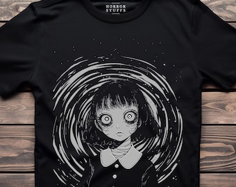 Spiral Tee (Unisex) - Skräck Manga T-shirt Tomie Junji Ito T-shirt Kuslig Flicka Manga Gotisk T-shirt Anime Skräcktröja Halloween Gåva