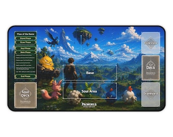 Podkładka pod mysz Palworld Card Game Playmat | Podkładka na biurko TCG z strefami na karty | Podkładka pod mysz gamingową