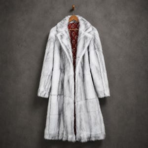 Handmade Men's Ken Faux Fur Coat - Halloween Inspired Ryan Gosling White Long Cosplay Costume