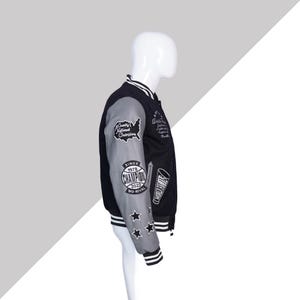 Handmade Black Bomber Baseball Varsity Jacket