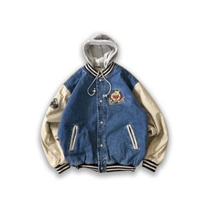 phoo Disney Vintage バーシティジャケット Vintage Disney Winnie Pooh blue Denim Varsity Jacket xxl 1966