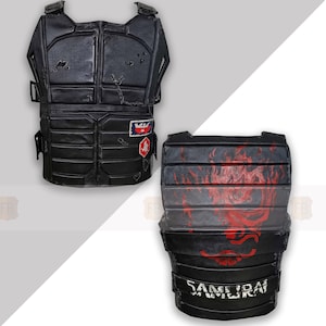 Handmade Men&#39;s Black Leather Vest - Video Game Genuine Leather Vest - Printed Steampunk Vest - Gaming Cosplay Vest
