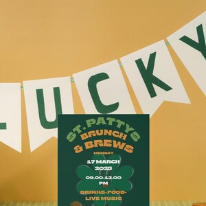 St. Patrick's Day Einladung, Brunch-Menü, Getränkekarte, St. Patrick's Happy Hour, digitale Vorlage, druckbare Menüs