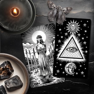 El Tarot Xilográfico / Una Baraja de Grabado Vintage en Blanco y Negro / Cartas del Tarot