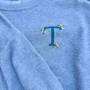 Hand Embroidered Initial Sweatshirt