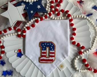 Pañuelo para perro o gato del 4 de julio • Pañuelo para perro o gato con la bandera estadounidense • Pañuelo patriótico para mascotas • Pañuelo para mascotas con lazo • Pañuelo de verano para perro o gato