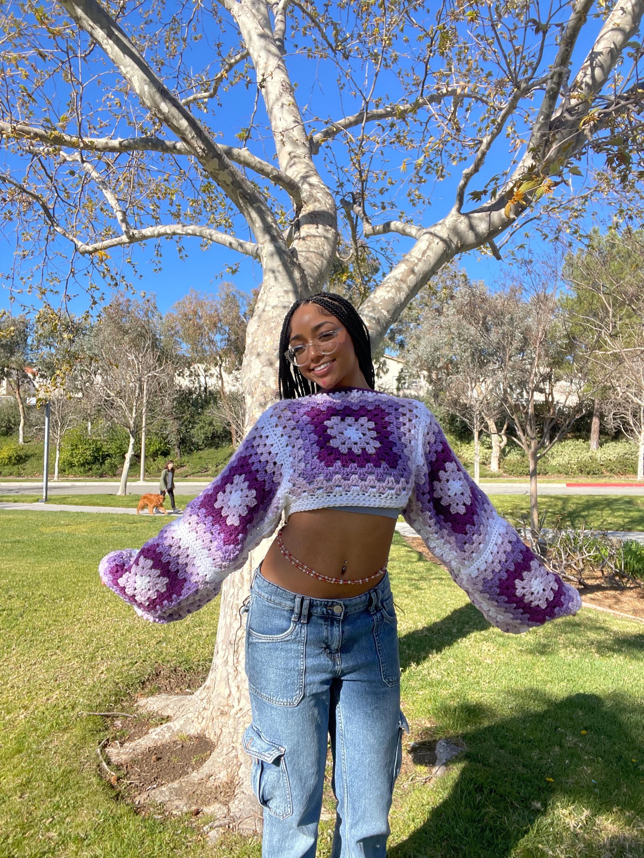 Crochet Granny Square Cropped Sweater - Etsy