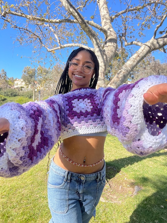 Crochet Granny Square Cropped Sweater - Etsy