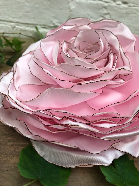 Giant Pale Pink Rose Headpiece: Silk Flower Corsage, Bridal 