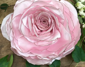 Giant Pale Pink Rose Headpiece: Silk Flower Corsage, Bridal Hat