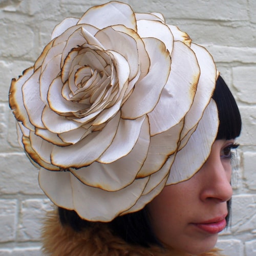 Giant Pale Pink Rose Headpiece: Silk Flower Corsage, Bridal  display picture 1