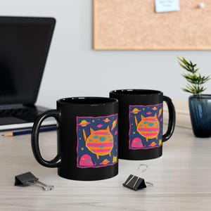 Cosmic Cat Mug | Colorful Space Cat Coffee Cup | Cute Gift for Cat Lovers | Fun Psychedelic Kitchen Decor