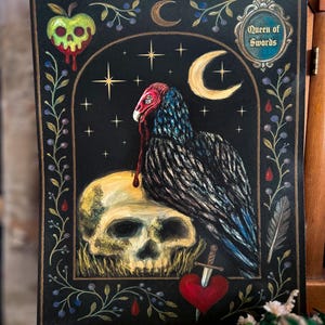 Turkey Vulture & Skull Art Print – Gothic Folk Art, Dark Fairytale Wall Art, Dark Cottagecore Home Decor by The Macabre Magpie