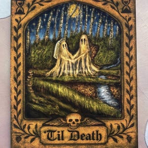 Til Death Ghost Lover Kunstdruck - Gothic Hochzeitsgeschenk, gruseliges Halloween Geschenk, Cottagecore Dekor