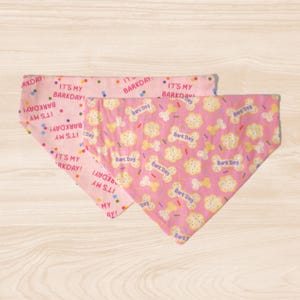 Pink Birthday / Barkday | Reversible Dog Bandana | Over the Collar Bandana | Celebration, Gotcha Day, Party, Special Occasion