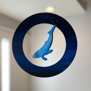 Humpback Whale Decor Blue Whale Themed Gift Wood Whale Decor Handmade Gift Whale Constellation Mobile Housewarming Gift Nautical Fish Decor