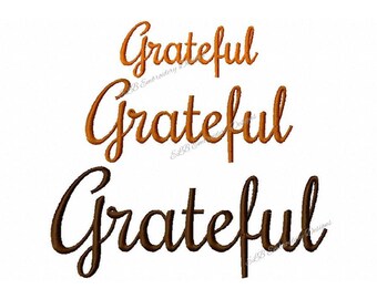 Thanksgiving Embroidery Design - Grateful - 3 Sizes - Instant Download - Digital File