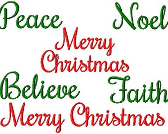 Christmas Embroidery Design Bundle - Set of 6 - 1.5 inch - Instant Download - Digital File