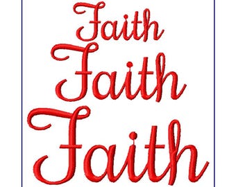 Christmas Embroidery Design Bundle - Faith - 3 sizes - Instant Download - Digital File