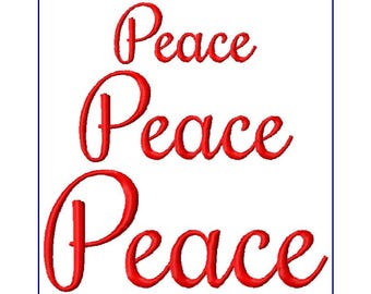Christmas Embroidery Design Bundle - Peace - 3 sizes - Instant Download - Digital File