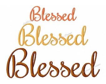 Thanksgiving Embroidery Design - Blessed - 3 Sizes - Instant Download - Digital File