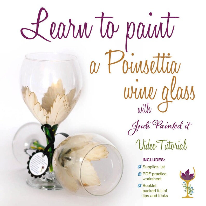 Diy Wine Glass Painting How To Paint A Poinsettia Tutorial Workbook Painted Your Own