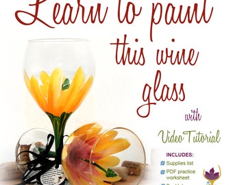 Paint a Hibiscus, pink and yellow Hibiscus wine glass, how to paint glass, wine glass painting video, tropical flower, flower wine glass,