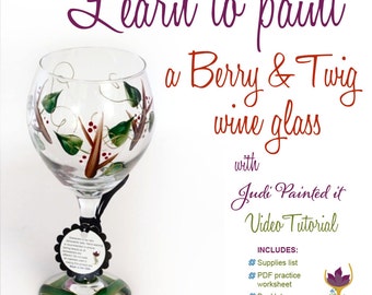 DIY, wine glass painting, video tutorial, paint a holly berry, learn to paint glass, how to paint glass, holiday painting, glass painting