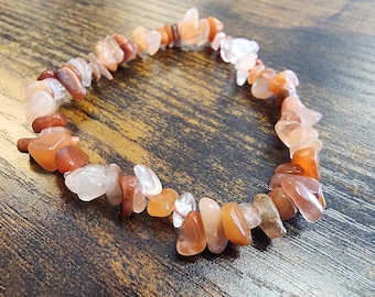 Fire Quartz Chip Bracelet, Natural Gemstone Beads (7" Stretch)