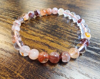 Fire Quartz Bracelet, 6mm Natural Gemstone Beads (7" Stretch)