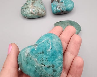 AMAZONITE heart palm stone.  You will receive ONE palmstone