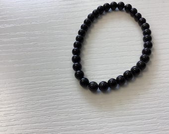Rainbow Obsidian Bracelet, 6mm Natural Gemstone Beads (7" Stretch)