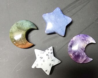 Stars and Moons, Natural Crystal Stone Set (1-1.5")