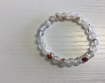 MONTANA AGATE gemstone bracelet. (7” stretch bracelet) Natural 8mm Gemstone beads. You will receive ONE bracelet.
