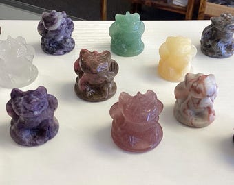 Hand Carved Gemstone Dragon, Healing Crystal Decor (1.1")