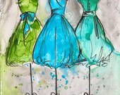 Items similar to Print - Watercolor and Ink - Vintage Dress Painting ...