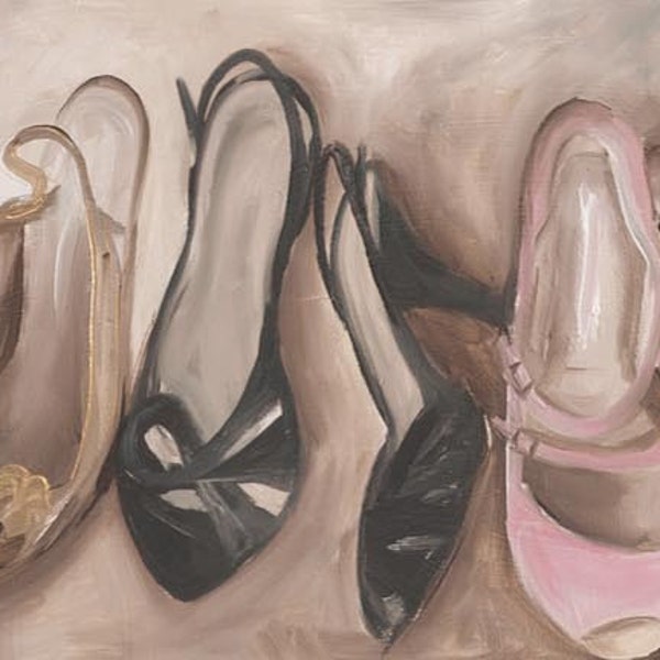 Print - Acrylic Painting - Shoe Painting  - Decisions, Decisions - 4.5x14