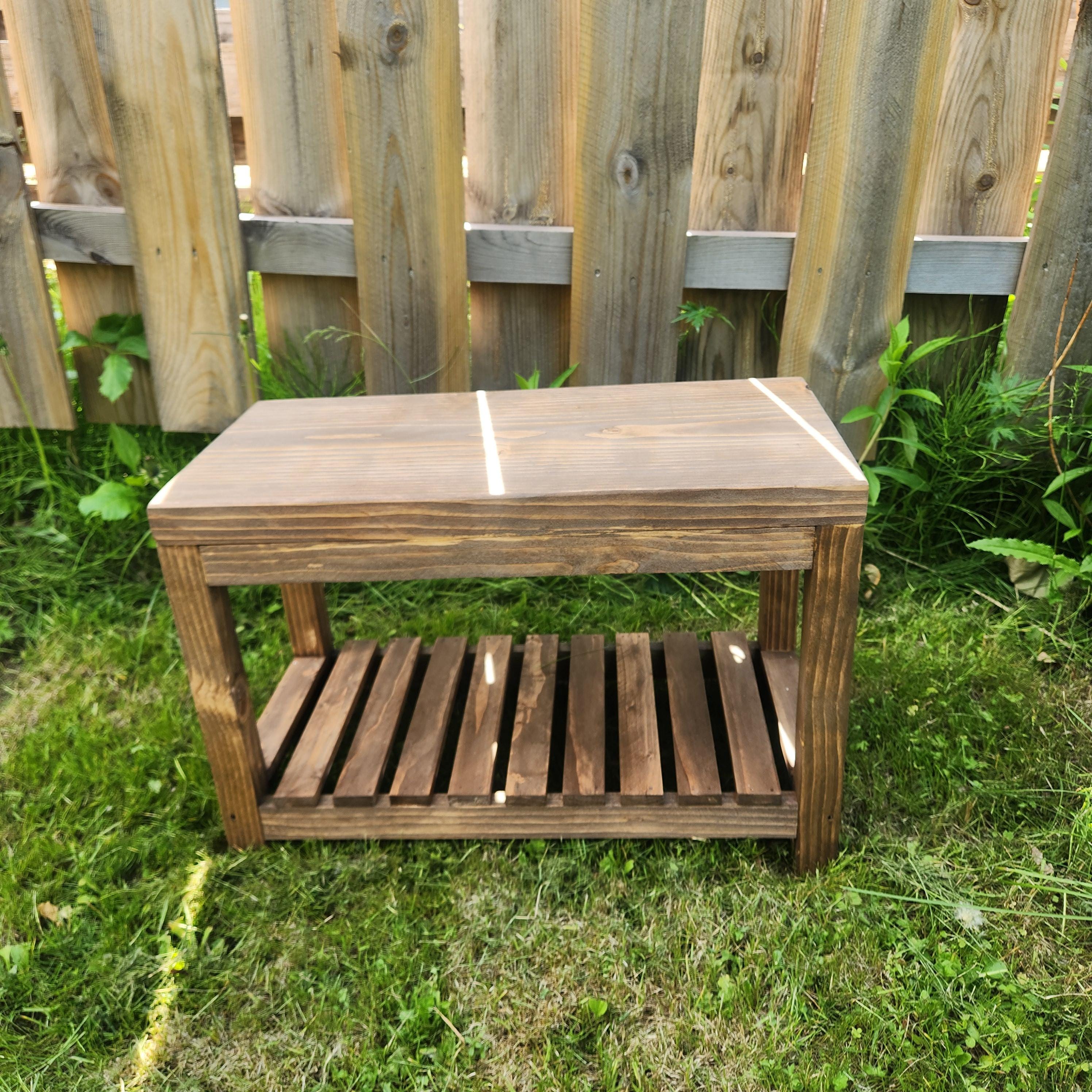 Farmhouse Plant Stand, Handmade Table Rustic 2-tier Entryway Table ...