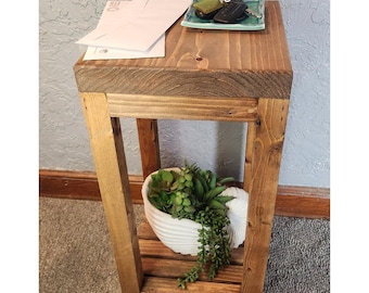 Rustic End table Plantstand Nightstand Handmade Bedside Table Farmhouse Plant Stand, Living Room Decor, Wood Entryway Display Cottage Core