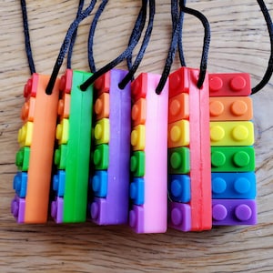 Rainbow Brick Block Chewlery Pendant - Personalized - Made to order