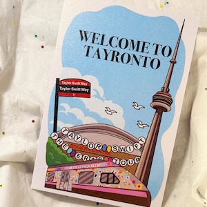 Carte postale de la tournée Toronto Eras - brillance nacrée, écriture manuscrite, cadeau Swiftie, souvenir de concert swiftie