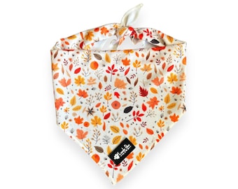 Fall Leaves Dog Bandana, Autumn Pet Scarf