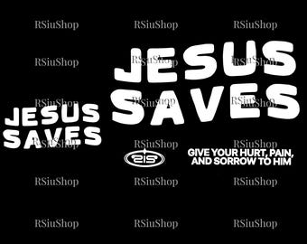 Projekt "Jezus Zbawia", Sublimacja Wiary Chrześcijańskiej w Stylu Retro, Biblia dla Mężczyzn w Stylu Vintage PNG, Minimalistyczny Chrześcijański Tata PNG, Werset Biblijny PNG, Religijny SVG