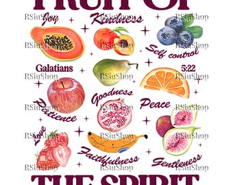 Fruit of the Spirit Svg Png, Christian Bible Verse Design, Faith-Based Sublimation File, Trendy Jesus Graphic, Bible Verse Svg