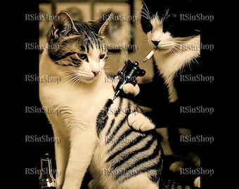 cat smoking cigarette tattoo Funny Tattoo Cat Meme Png, Tattoo Cat Digital, Gen Z Joke Png, Stupid  Brainrot Gift, Cat Lover Gift, Funny Kitty Png, Cool Cat Png